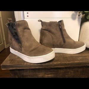 Wedge sneaker booties